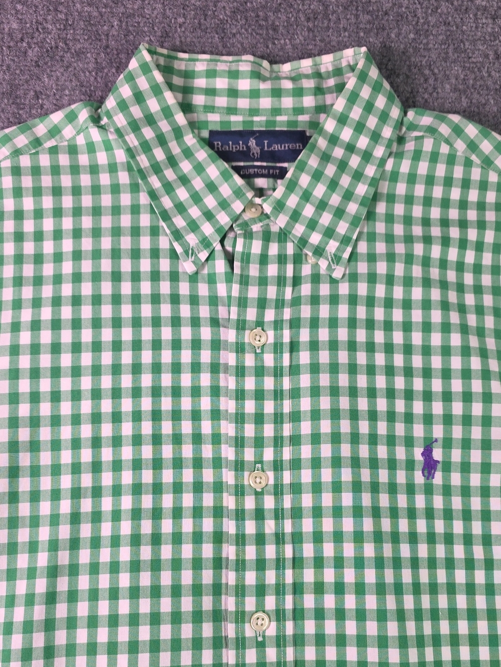 Ralph Lauren Green & White Gingham Button-Down Shirt